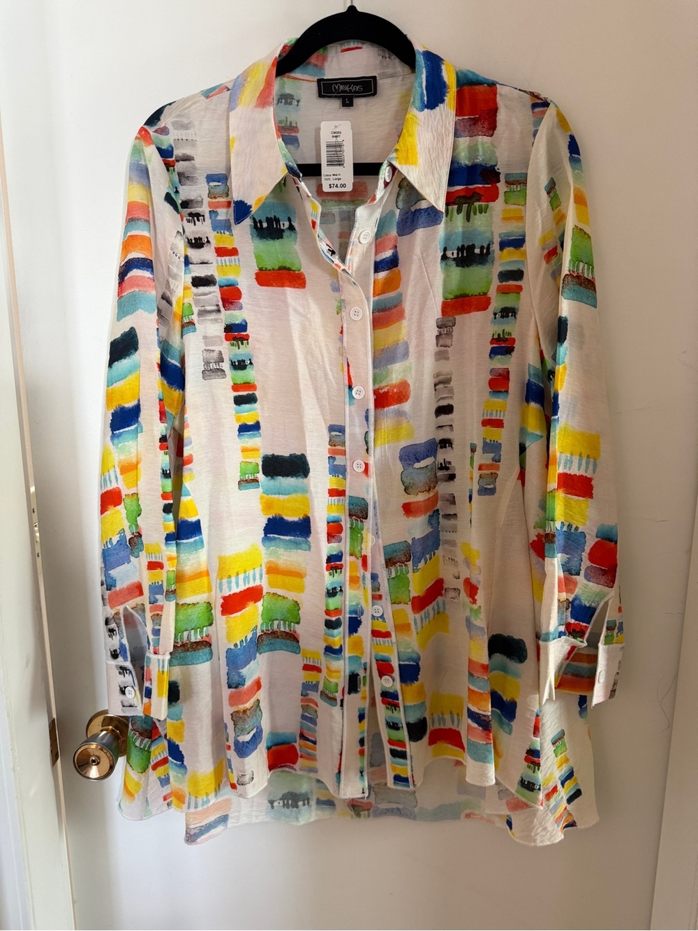 Minkas Artsy Watercolor Tunic Shirt Dopamine Dressing NWT Size L